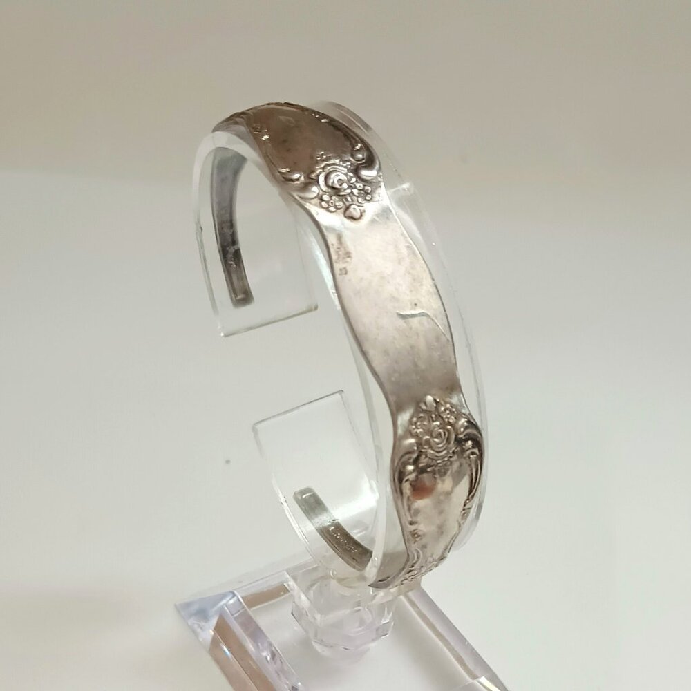 Wm. A. Rogers Oneida Spoon Bracelet 6.75" Vintage Silver Plated Blank ID Cuff